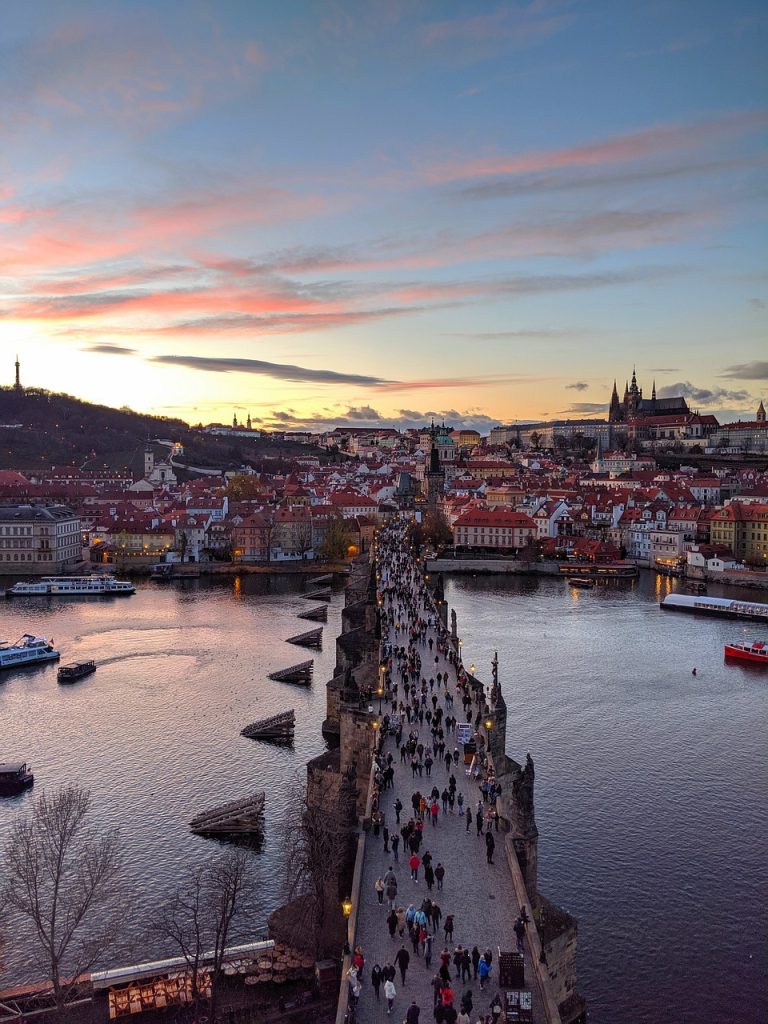 prague, charles bridge, people