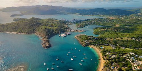 Antigua, from St John's - View of English Harbour from Shirley Heights